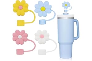 AURDEAYI 4Pcs Straw Cover for Stanley 30&40 Oz Tumbler, 0.4in Silicone Covers Cap Cup Accessories, Dust-Proof Protector Topper Reusable Drinking Tips Lids(4Pc colorful flower)