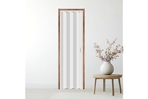 CCBOYSHARDWARE 28X80in PVC Accordion Door Interior,Sliding Folding Doors with Lock,Divider Door with Simple Installation and Hardware,White