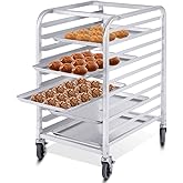 Giantex 10 Tier Aluminum Bakery Rack, Commercial Kitchen Bun Pan Sheet Pan Rack, Mobile Bakers Trolley with Storage Cooling Racks and Lockable Casters
