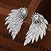 Angel Wing Punk Stud Earrings Ear Jacket for Women Unique Gothic Cute Fashion MengPa Jewelry (Antique Silver) H0419C