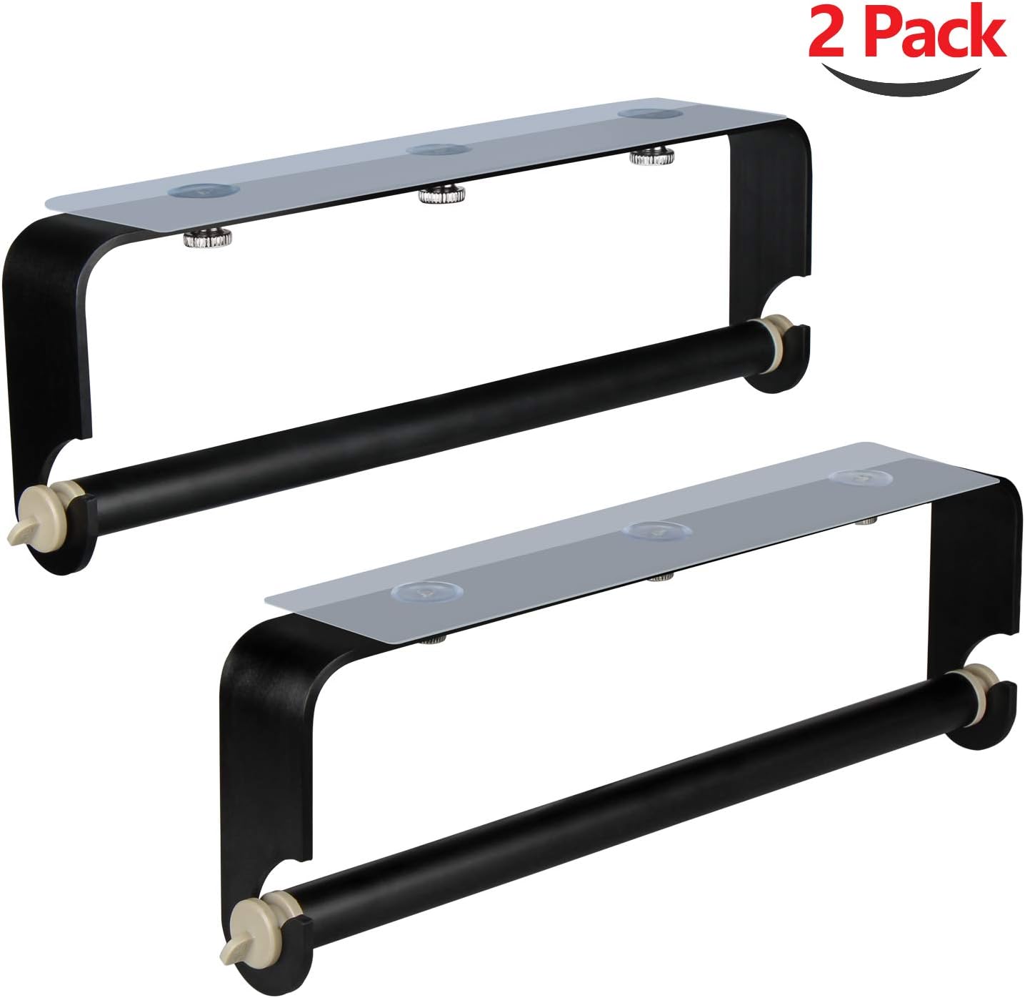 ORLESS Adhesive Paper Towel Holder Under Cabinet & Wall Mount, No Drilling Suitable for Kitchen Bathroom - Black (Set of 2)