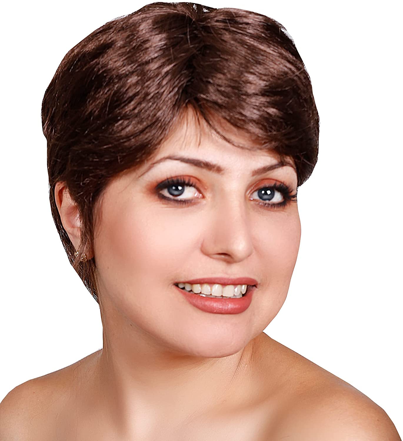 Short Brown Wig for Women Pixie Cut Synthetic Hair Layered Bob Style Natural Looking Lightweight Brunette Wig for Daily Wear, Cosplay, and Costume Use