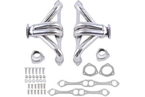 DEMOTOR PERFORMANCE Hugger Exhaust Headers For SBC 265 283 305 327 350 383 400 V8 1955-UP Straight Plug Style Polished Stainless Steel
