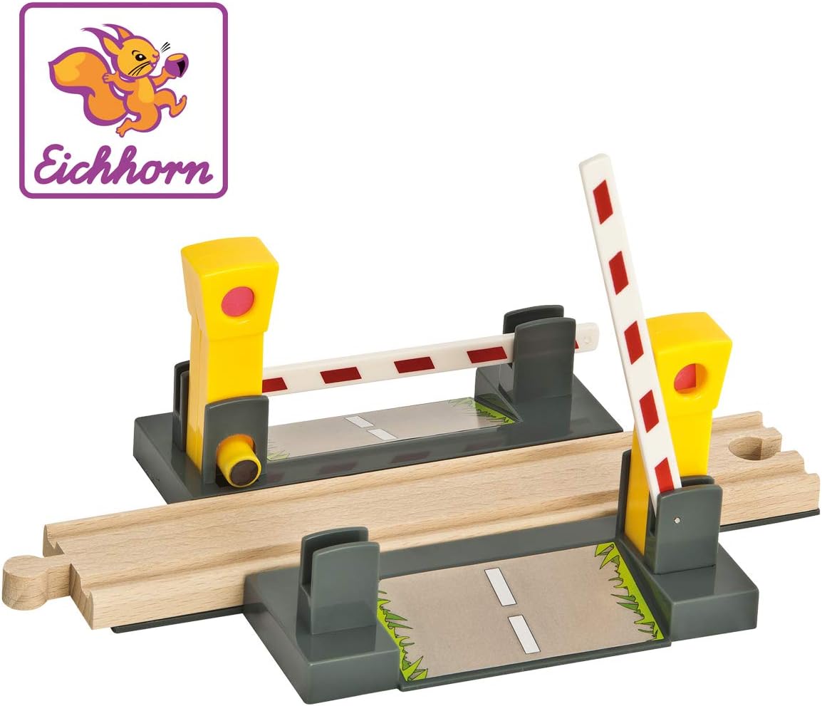Eichhorn Wooden Train Level Crossing (4 Piece), Brown