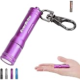 EverBrite Keychain LED Flashlight Mini Bright Key Ring Portable Pocket Torch for EDC, Party Favors, Night Reading, Camping, Power Outage, Emergency, AAA Battery Included, Purple