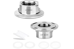 TAISHER 2PCS 1.5" Tri Clamp to 3/4" NPT Female Stainless Steel Sanitary Fitting Home Brew Connector (Ferrule OD 50.5mm)