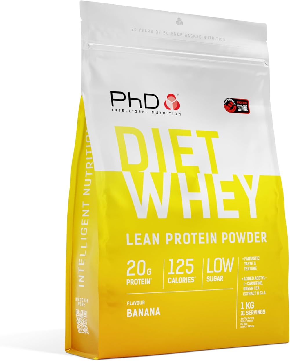 PhD Diet Whey Lean Protein Banana 1kg | Informed Protein Certified