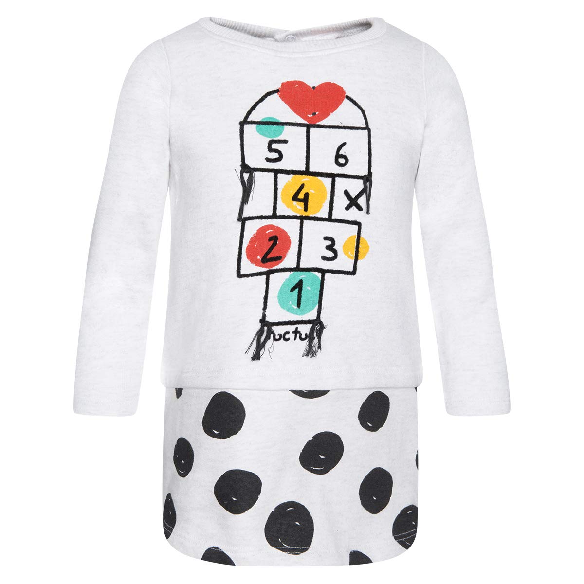 Tuc Tuc Girls' Chalk Painting Dots Dress, Grey (Grey 9), 74