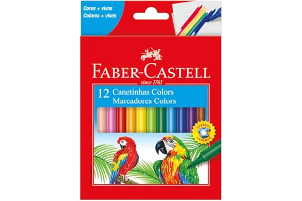 Canetinha com 12 Cores Estojo Cartão, Faber-Castell, 15.0112CZF, Multicor