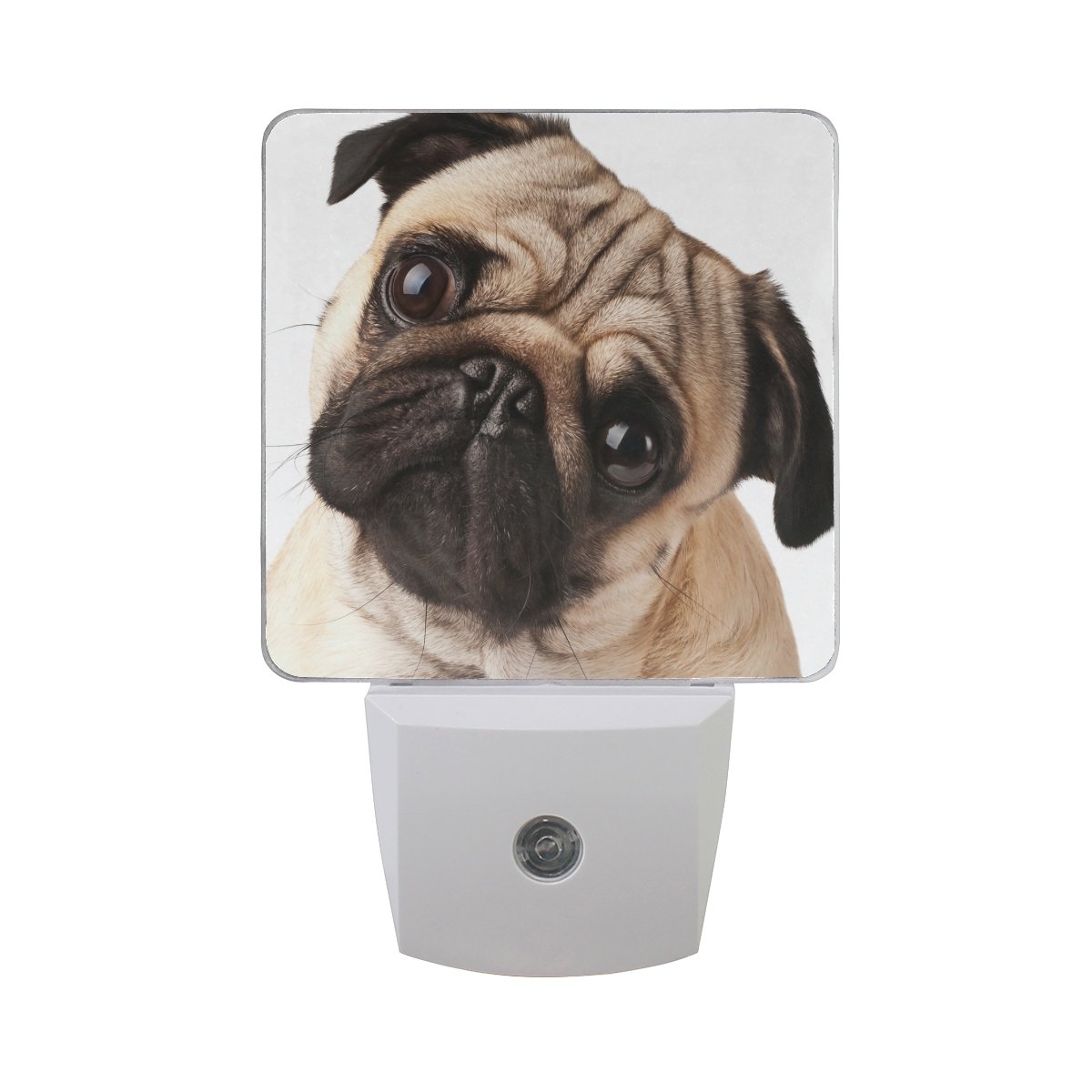 UK Night Light, Cute Pug Dog Print Lamp Plug in with Light Sensor Automatic Open Close Personalized Indoor for Kids Baby Child Children Adult Room Bedroom Hallway Gift Decoration