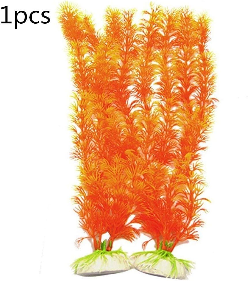 RuiChy Artificial Plastic Plants Ceramic Base Water Grass for Fish Tank Aquarium Decor Ornament Decoration Plastic Submarine Style 4