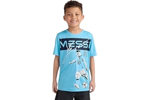 Messi Boys' Lifestyle Short Sleeve Top, Loose-Fit Shirt with Logo, Comfortable, All-Day Wear
