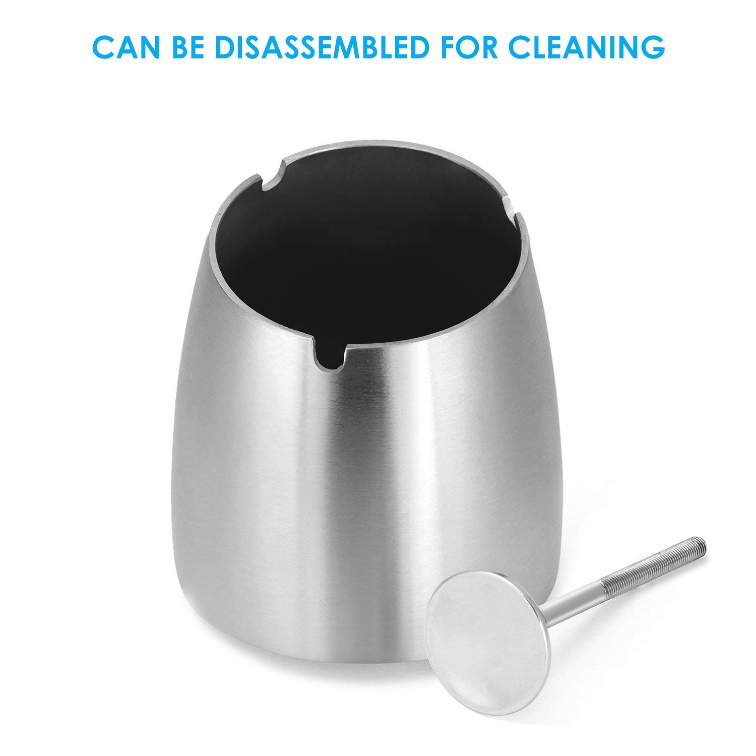 FOXAS Large Ashtray Windproof Ashtray Ash Holder Stainless Steel Ashtray Ash Tray for Home/Office Silver Silver