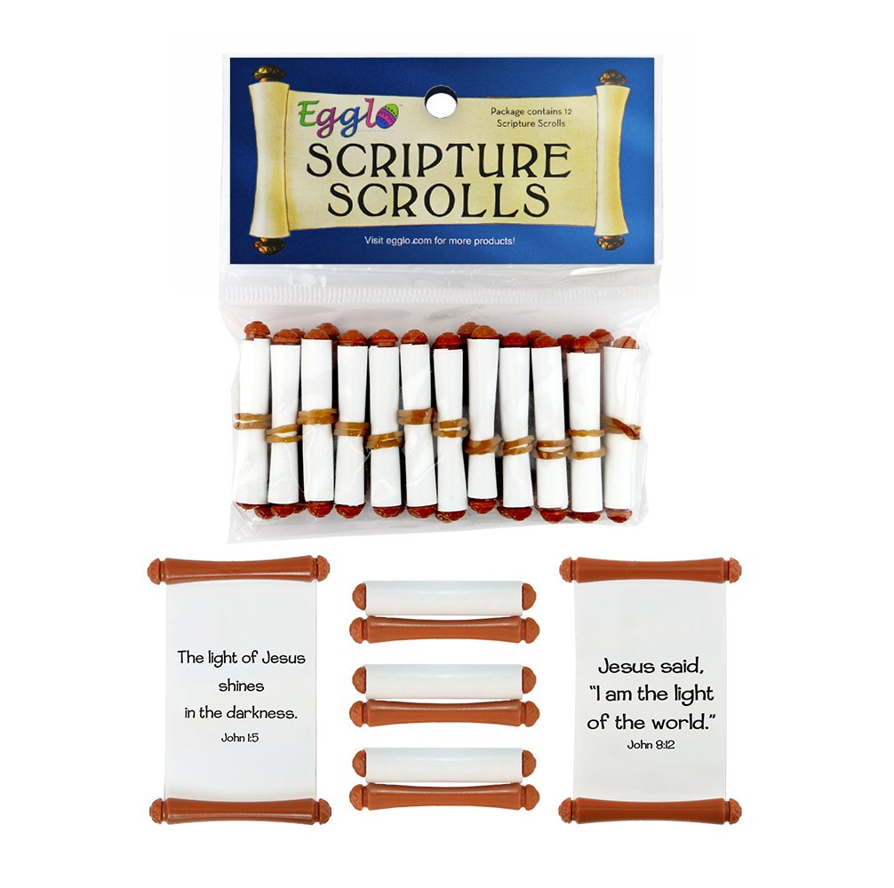 Christian Easter Bible Verse Scrolls for Kids – Religious Easter Egg Hunt Stuffers, Basket Fillers, Sunday School Class Party Favors, Church Classroom Crafts, Resurrection Plastic Eggs 12 Pack