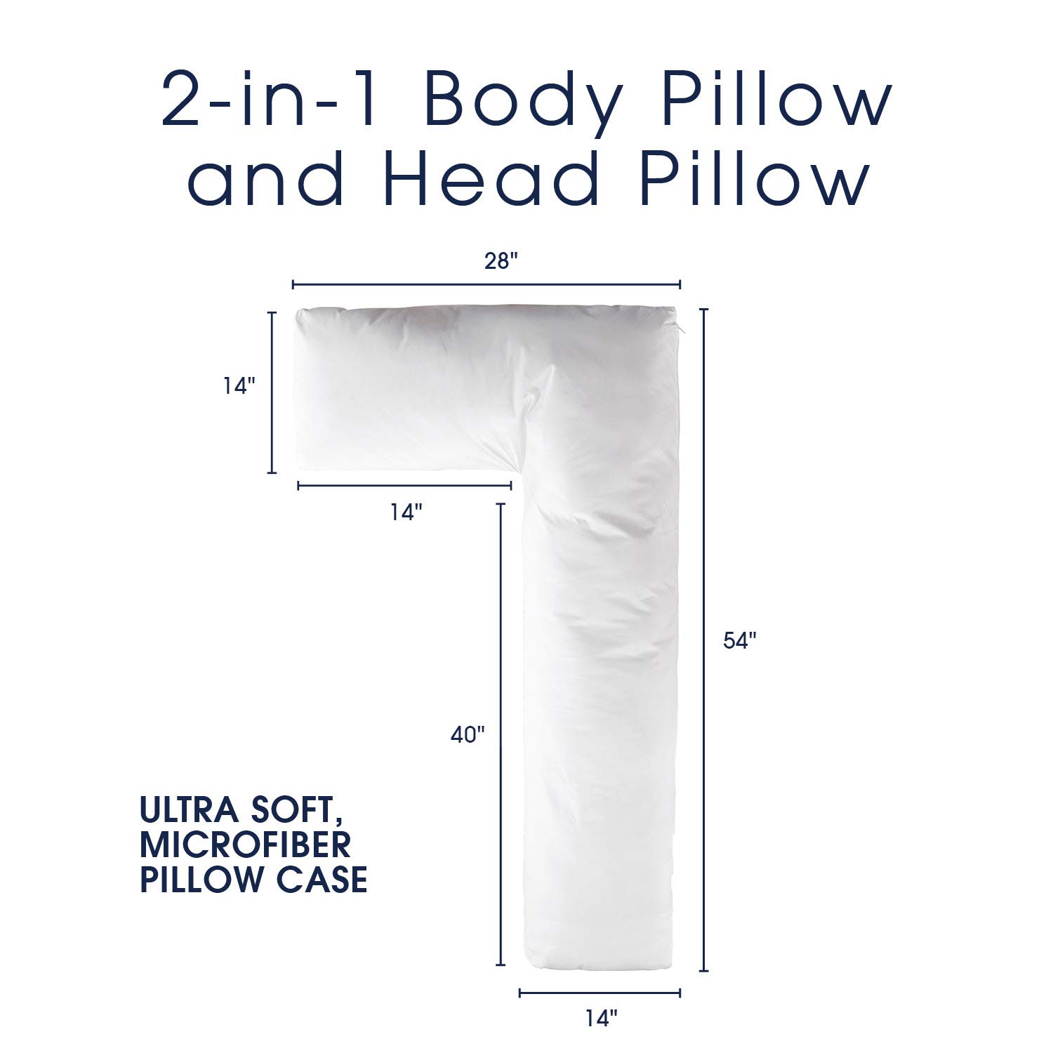 Cheer Collection Hypoallergenic Premium Total Body L Shaped Long Pillow with Zippered Cover for Side Sleepers, Pregnancy Support - White : Baby