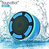 SoundBot IPX7 Waterproof 5W Bluetooth Wireless Shower Speaker with 8Hrs Playback, Built-In FM Radio Tuner, LED, Premium HD Sound, Water Weather Resistant Portable Speakerphone, SB531 (BLUE)