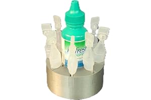 Znet3D Eye Drops Holder for vials and Bottle - Holds Eight (8) Disposable Vials and One (1) Eye Drop Bottle (Silver)