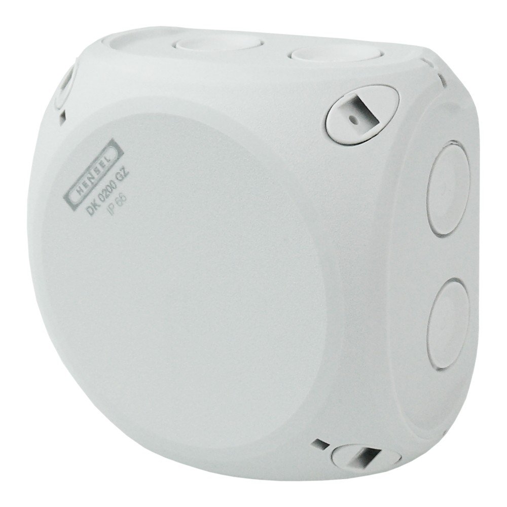 Hensel Cable Junction Box DK 0200 GZ without Clamp IP66 Junction Box Sanitary Room, Empty Housing, 5327, Grey