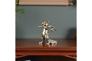 Vintage Brass Squirrel Figurine - Antique Style Home Art Decor | Ideal for Living Room, TV Stand, Desk | Tea Pet Collectible 