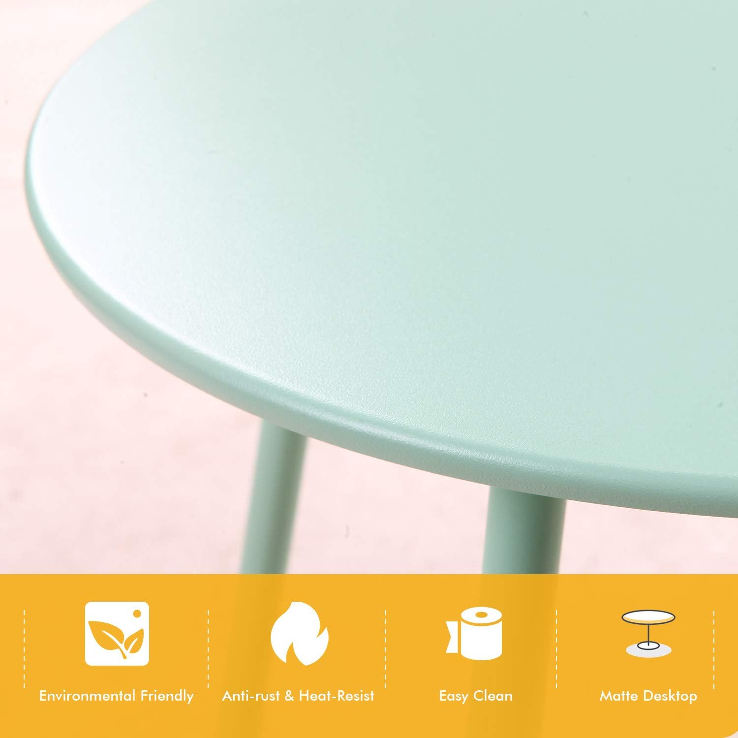 Grand patio Round Metal Side/End Table, Steel Patio Coffee Table for Bistro, Porch, Weather Resistant Outside Table Small (Mint Green): Kitchen & Dining