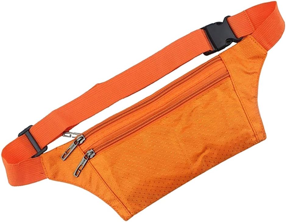 Topdo 1 Pcs Running Hiking Bum Bag fanny Pack Festival Money Phone Waist Pouch Travel Belt 2 Zip Pockets Orange