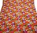 Floral Print Decorative Kantha Stitch Quilt Pure Cotton Reversible Bedspread Orange Gudri Queen Size Bedspread