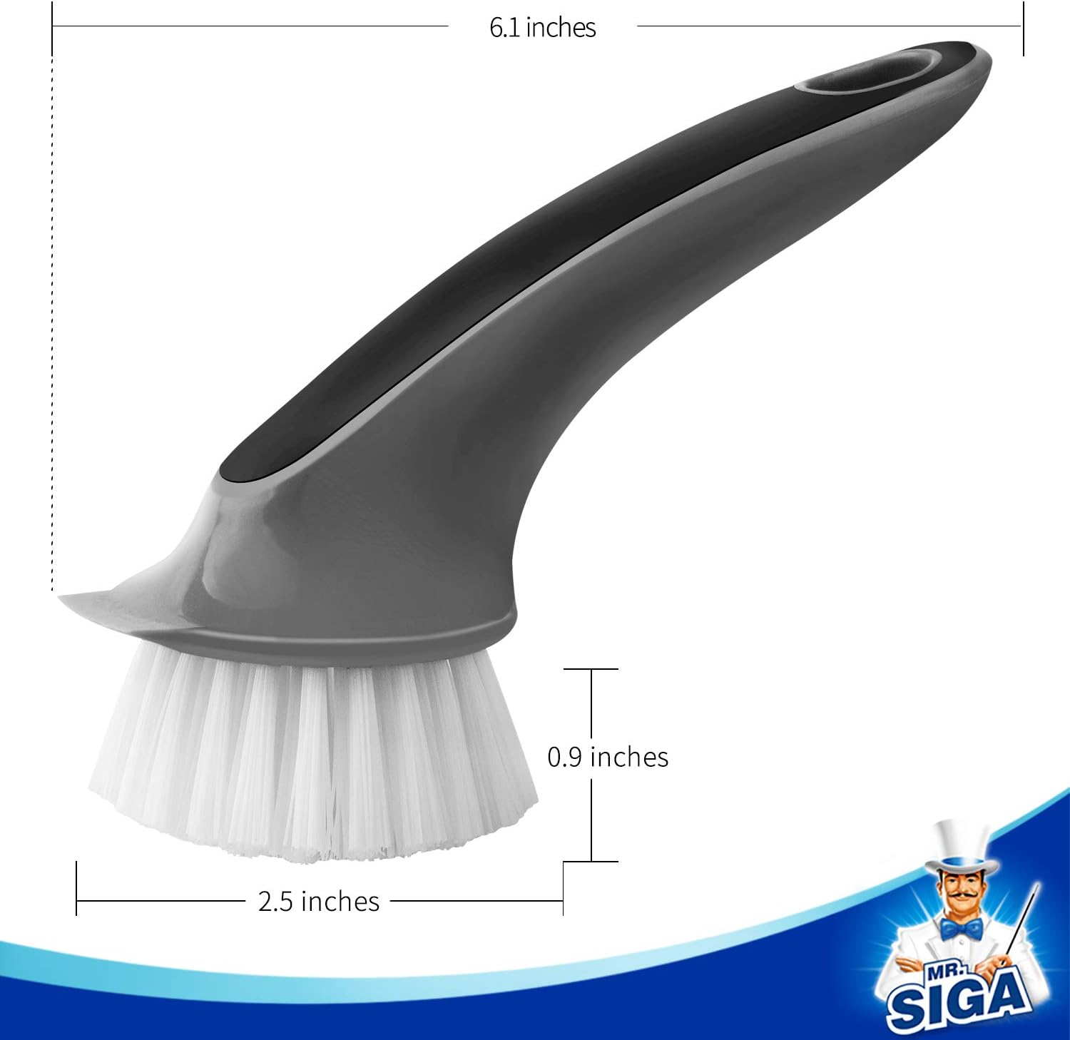 MR.SIGA Pot and Pan Cleaning Brush, Dish Brush for Kitchen Pack of 2, Black & Grey, 2 Packs - Image 5