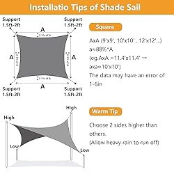 Colegence 10'x10' Square Sun Shade Sail, Permeable