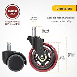 HOLKIE Office Chair Wheels Red Compatible with 1KEA