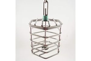 Hypeety Parrot Foraging Feeder, Stainless Steel, 4.09 x 4.09 x 3.85 in, Bird-safe, Dishwasher Safe, Filled with Nuts, Fruit or Veggies