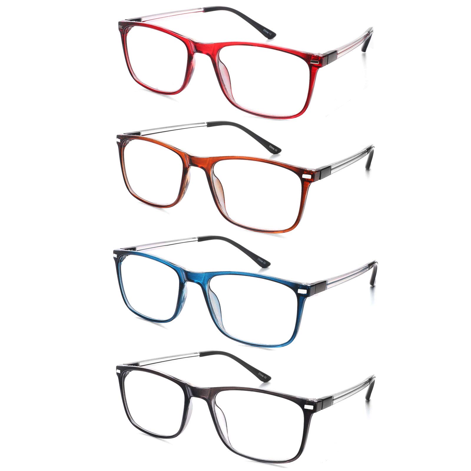 EFE Reading Glasses Unisex 4 Pack Lightweight Comfortable Fashion Style Spring Hinges Thin Eyewear Readers with case for Men and Women(+1.00)… — image 1