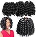 3 Packs Wand Curl Crochet Hair Synthetic Crochet Braids 8 Inch Jamaican Bounce Twist African Braiding Hair For Black Women (1B)