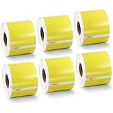 BETCKEY Colored Labels Compatible with Dymo 30323 (2-1/8" x 4") Name Badge Labels, Compatible for Dymo LabelWriter Thermal 450, 4XL & Zebra Desktop Printers [6 Rolls, 1320 Labelss, Yellow]