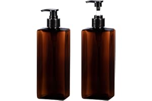 Yebeauty 2pcs Shower Pump Bottles 17oz 500ml Empty Pump Bottle Lotion Soap Dispenser Liquid Container Plastic Soap Dispenser for Kitchen,Bathroom Body Wash, Amber