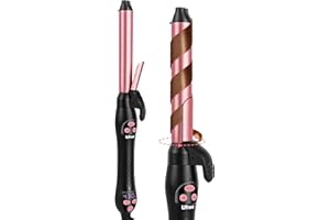 Ufree Rotating Curling Iron 1 Inch, Curling Wand, Automatic Hair Curler with Long Barrel Heating up to 430°F in 30S, 6 Gear Adjustable, 100-240V Dual Voltage Hair Crimper for Home & Travel