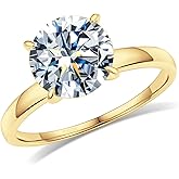 Aurora & Fiori 1/1.5/2/3 CT Round Moissanite Engagement Rings for Women,18K Gold Plated S925 Sterling Silver Ring Solitaire Moissanite Promise Ring For Her,D Color VVS1 Wedding Band Ring Size4-10