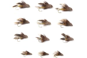 The Fly Fishing Place Trout Fly Assortment - Muddler Minnow Streamer Flies Collection - 1 Dozen Flies - Sizes 4, 6, 8, 10
