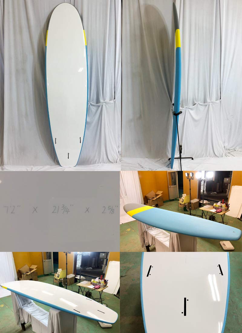 Gry Yel Lblu サーフボード Logo ノーロゴ ハード素材ボトム B07ndyh27j ソフトボード フィン付き 7 2 No サーフボード 全品送料0円