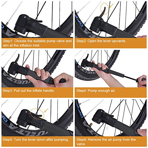 image for Runacc Mini Bike Hand Pump Lightweight Aluminum Frame Tire Pump High P