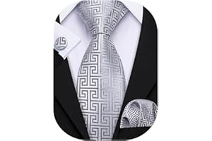 Barry.Wang Mens Plaid Ties Set Silk Checkered Necktie Handkerchief Cufflinks Woven Designer Wedding Business