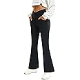 FireSwan Womens Crossover Flare Leggings with Pockets Bootcut High Waisted Yoga Pants Tummy Control Gym Workout Work Pants