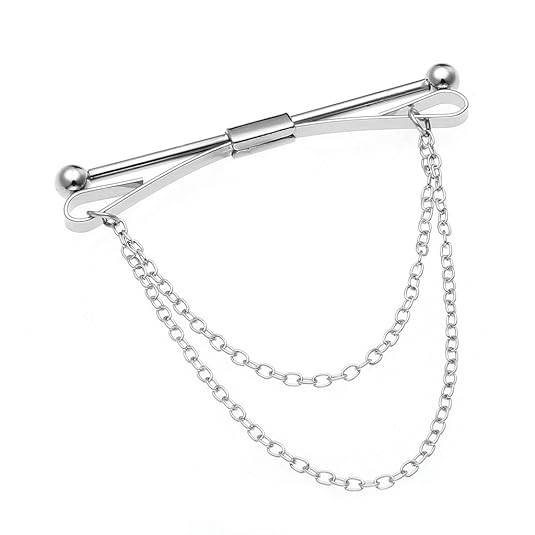 PiercingJ Mens Silver Tone Metal Shirt Tie Collar Bar Pin Stud Bar Clip