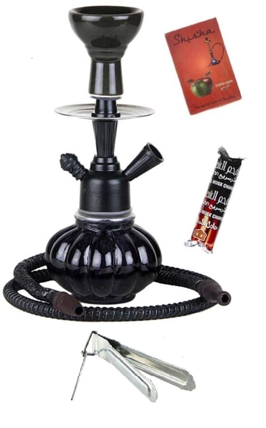 Buy Arslan Decorative Hookah Set with Flavour Glass Hookah Pot (Black