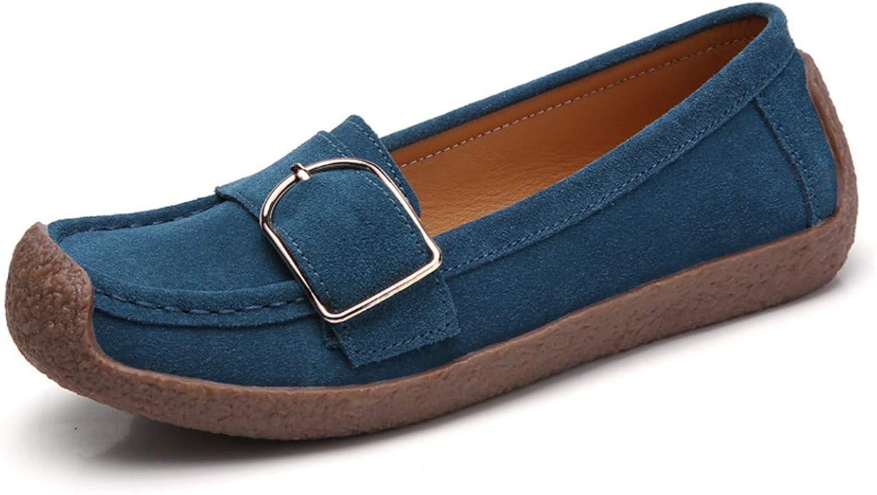 blue suede moccasins ladies