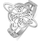 TEAMER Witches Knot Ring - Stainless Steel Celtic Amulet Vintage Knot Ring Wicca Protection Jewelry For Women