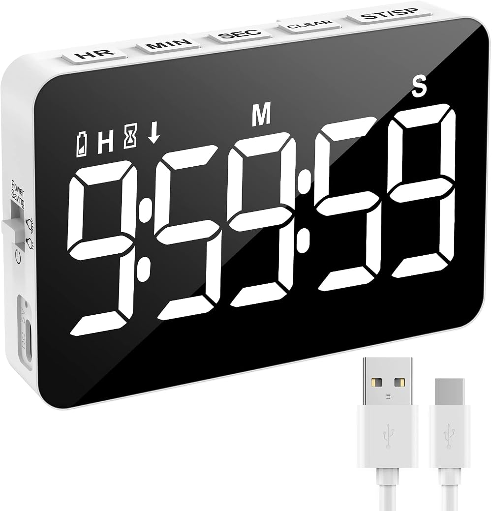 XREXS Rechargeable Kitchen Timer Digital LED Display Adjustable Brightness
