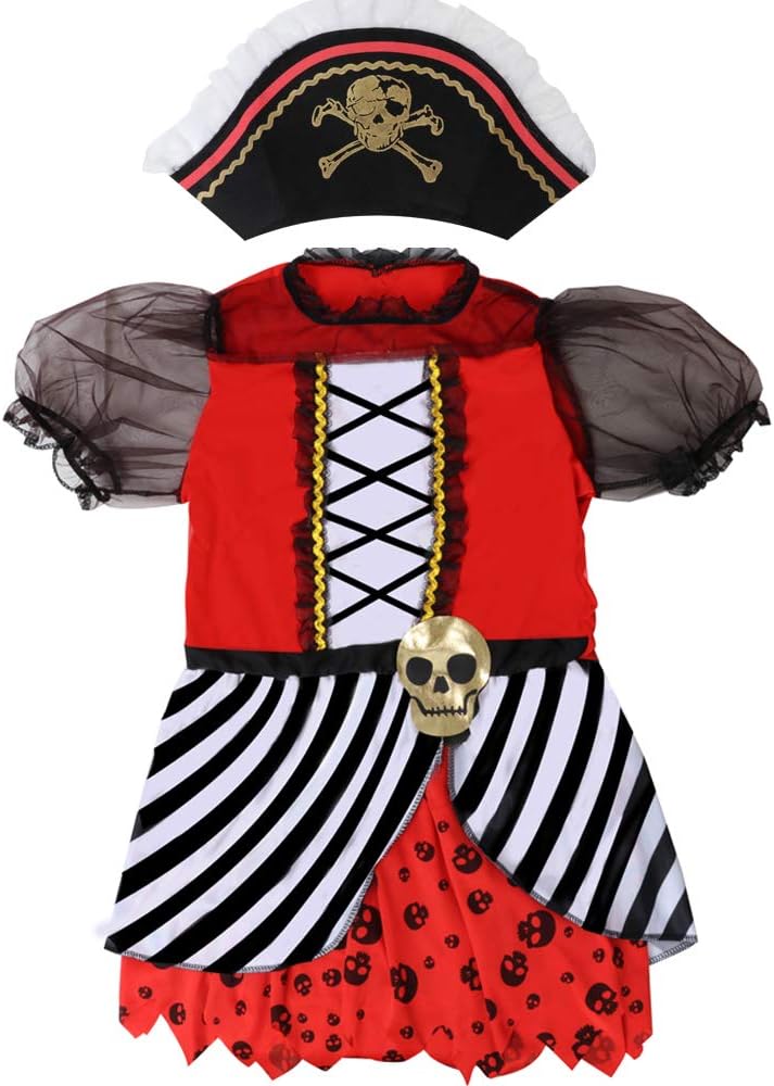 Girls Deluxe Pirate Buccanner Princess Costume for Kids Size 7-10 Yearls Old