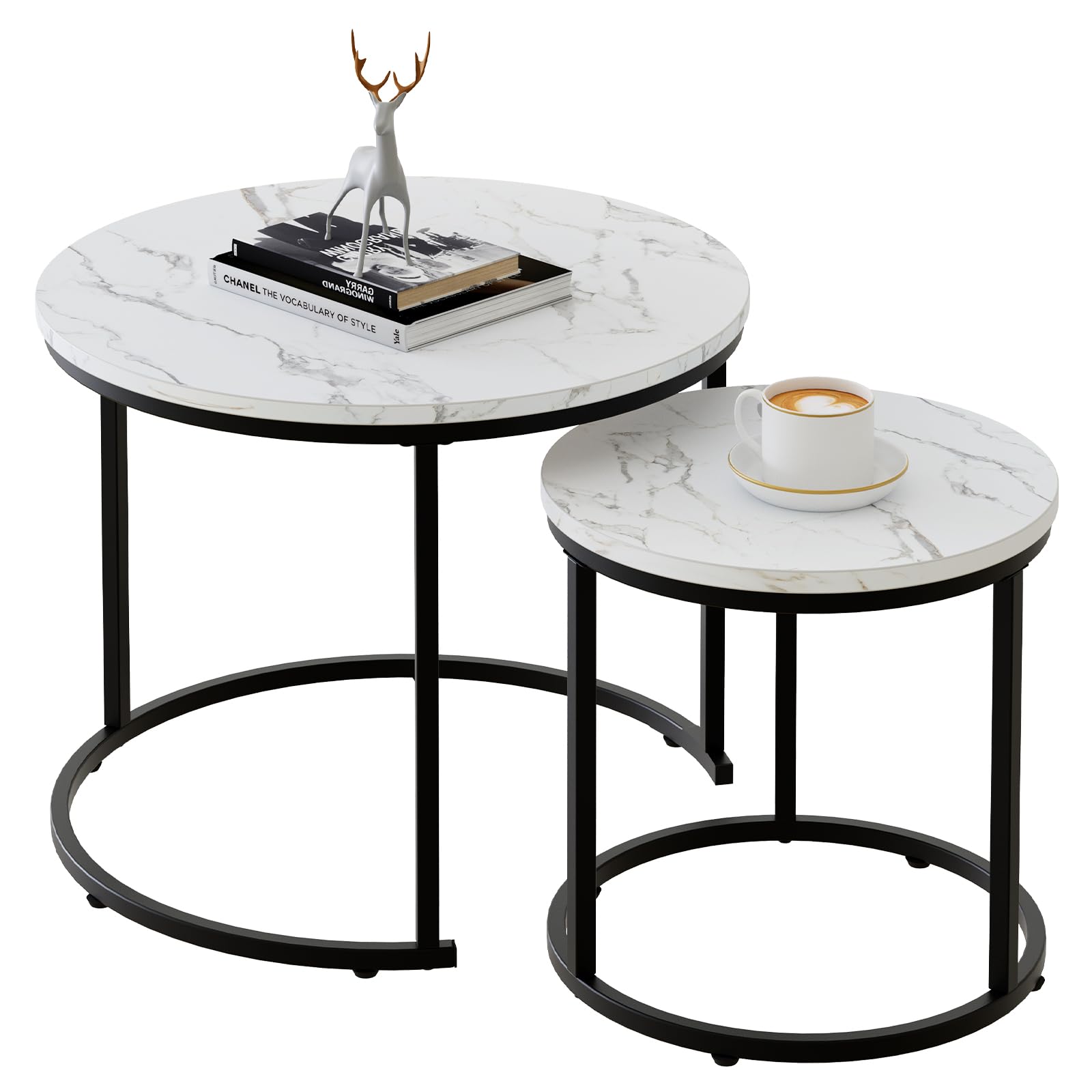 aboxoo Round Nesting Coffee Table Side Table Set of
