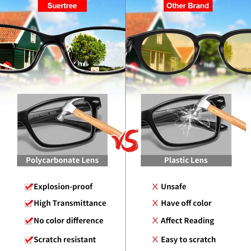 Suertree 3 Pack Reading Glasses with Glasses Rope Glasses Cloth Spring Hinge Computer Glasses Square Presbyopic Reader Glasses Aided Eyelasses Unisex 3.0 BM151 - Image 4