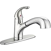 Derengge Single Handle Pull Out Kitchen Faucet,Stainless Steel Kitchen Sink Faucet with Deck Plate for Farmhouse, Camper, Laundry, Rv, Bar,EW-083F-BN
